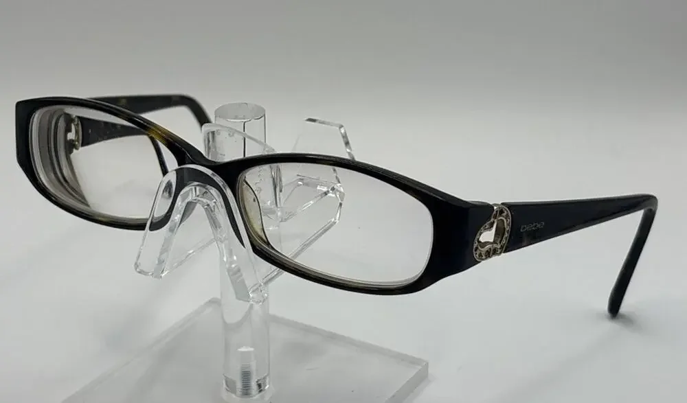 Bebe Womens Eyeglasses Tortoise Brown Gold Embellished Rectangle Frames 140